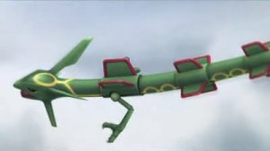 Rayquaza flying after grabbing Diddy Kong