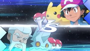 Ash-Greninja VS Mega Abomasnow! The Giant Water Shuriken Triggers!