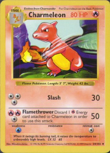 Pokemon Cards Base set uncommon cards Gen1 Charmeleon Wartortle Haunter Arcanine 