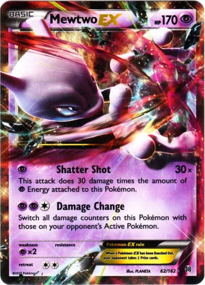 Pokemon X & Y BREAKthrough Single Card Holo Rare Mega Mewtwo-EX #64 