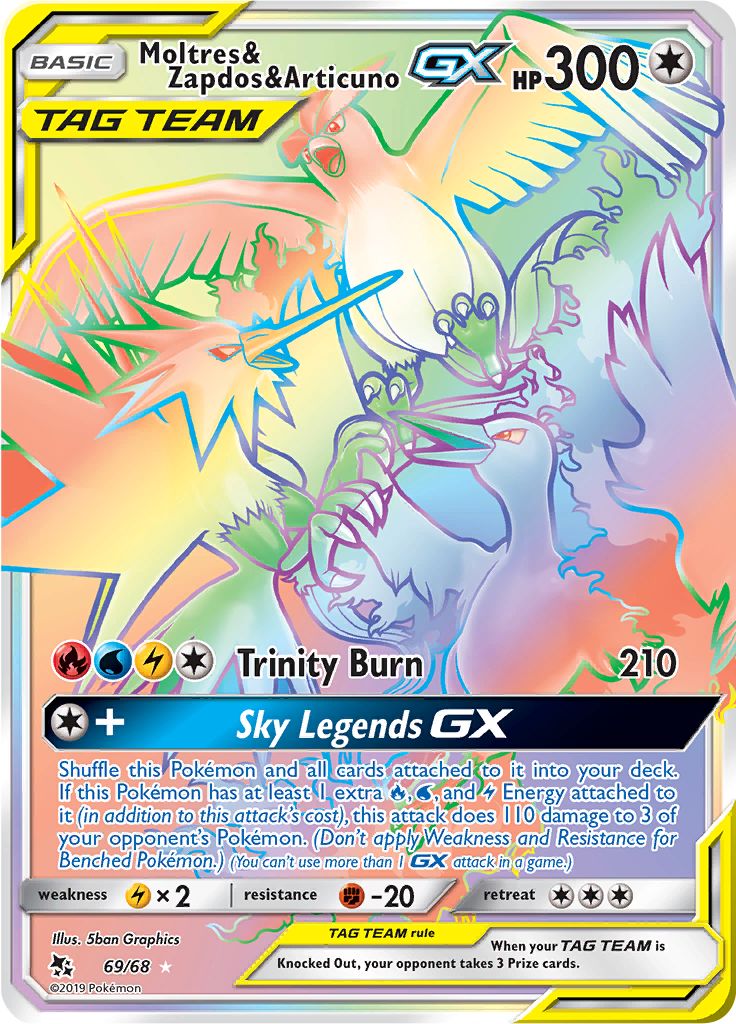 Pokemon card Sky Legend Moltres & Zapdos & Articuno GX SR JAPAN GAM...