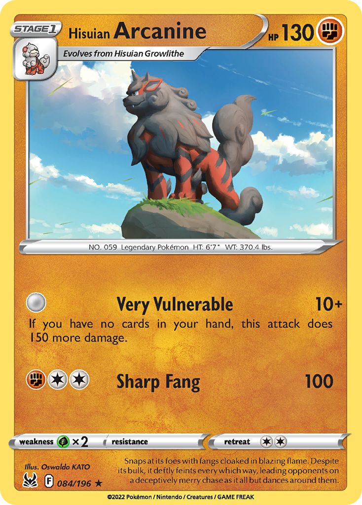 Serebii Pok mon Card Database Lost Origin 84 Hisuian Arcanine