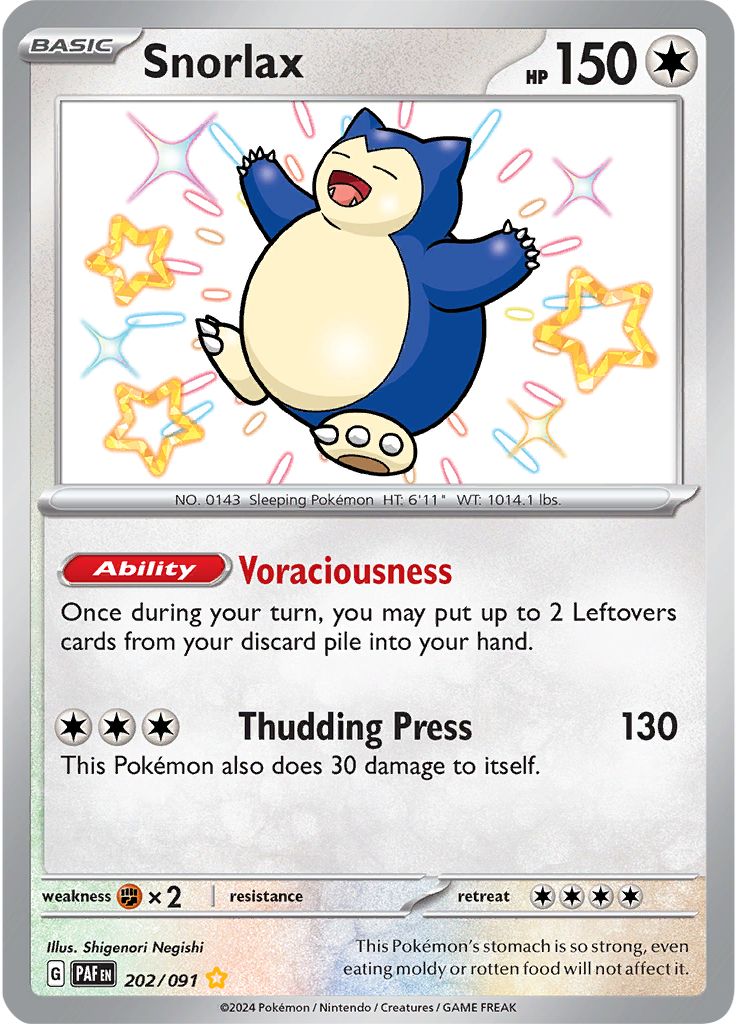 Serebii Pok mon Card Database Paldean Fates 202 Snorlax