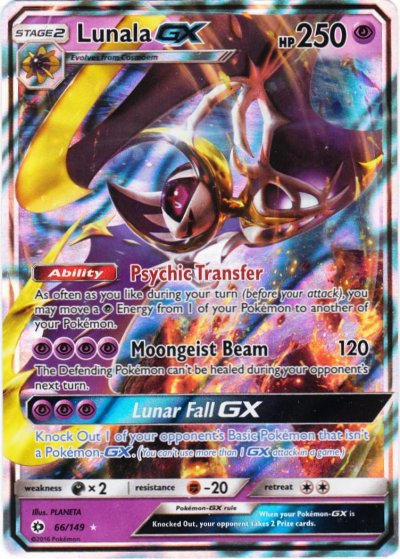 2017 Sun & Moon Pokemon Card TCG Lunala GX #66 Foil Lunala-GX