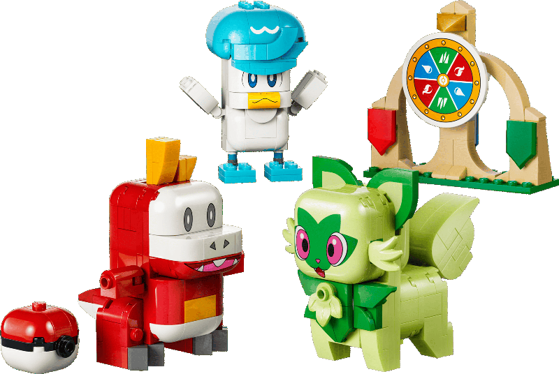 Sprigatito Fuecoco and Quaxly Battle LEGO Pok&eacute;mon Image
