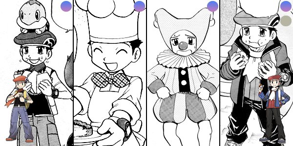 Pokespe Top Left: Red,Yellow,Blue,Green Top Right:Gold,Chrystal