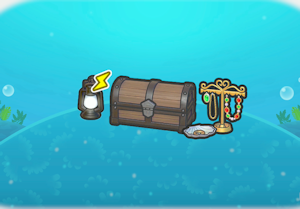 Treasure chest and sparkling jewels