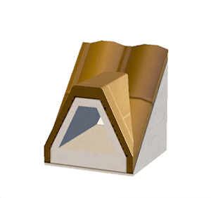 Blue Dormered brick roof