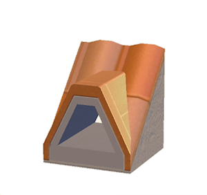 Beige Dormered brick roof