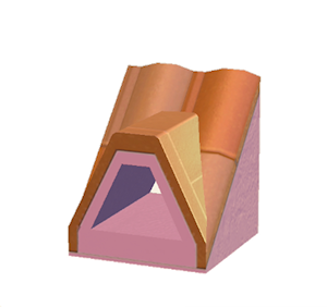 Pink Dormered brick roof