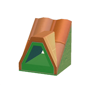 Green Dormered brick roof