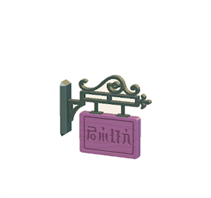 Purple Hanging sign