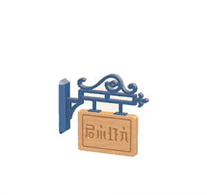 Blue Hanging sign