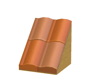 Yellow Pitched brick roof