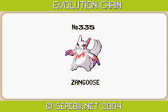 Zangoose Evolution Chart