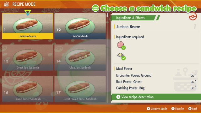 Pokémon Scarlet and Violet Sandwich Guide