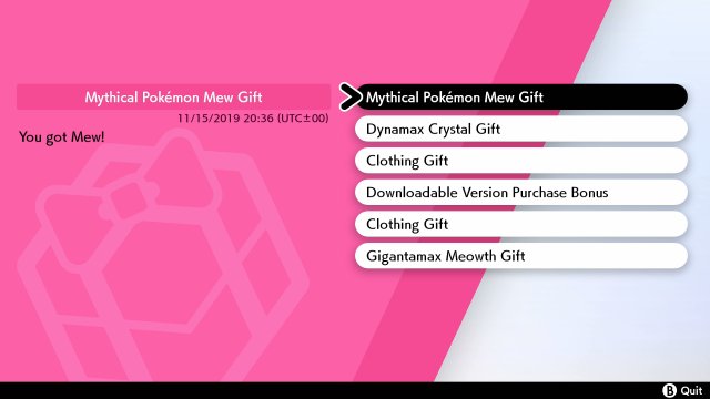 Pokémon Sword Shield Mystery Gift