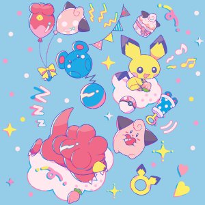 Pichu Cleffa Magby and Azurill Playmats